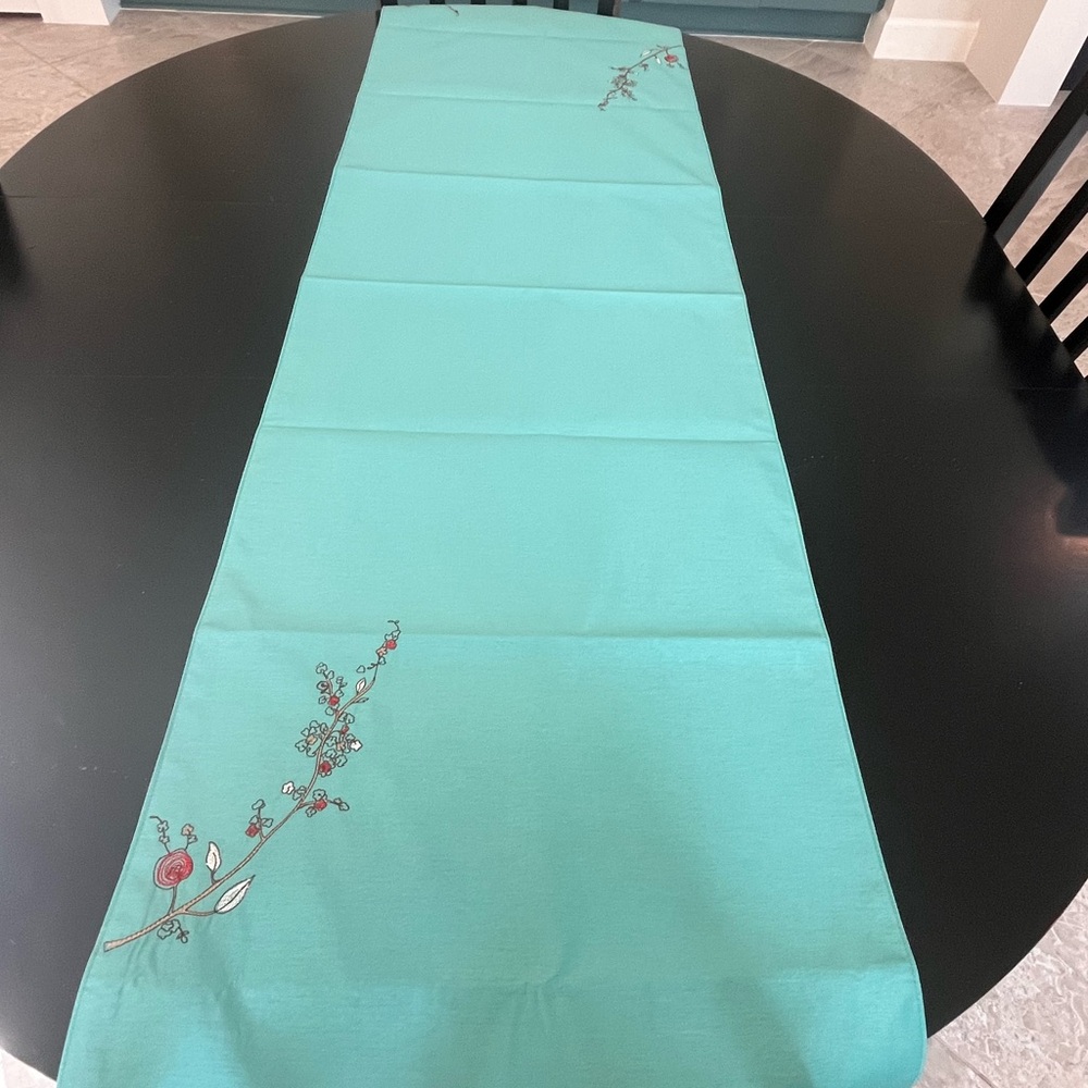 NWT Lenox Chirp Turquoise Table Runner, 19x70 - Picture 2 of 13